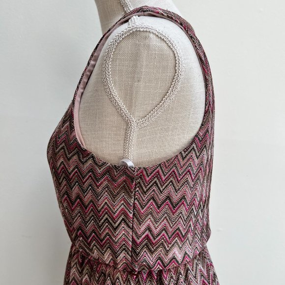 As U Wish Rose Pink Chevron Zig Zag Print Sheath Dress - Picture 4 of 14